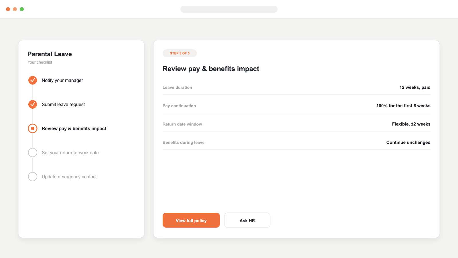 Employee Life Event Navigator screenshot