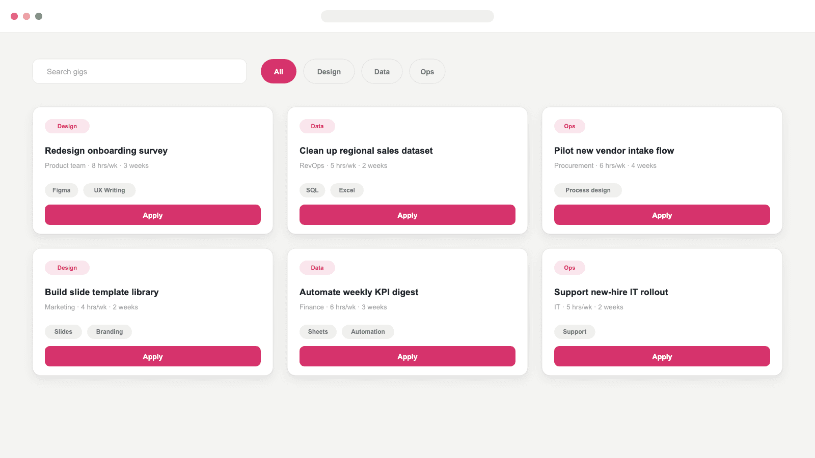Internal Micro-Gig and Skill Stretch Marketplace screenshot